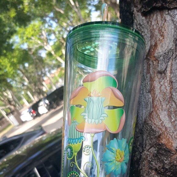Starbucks Summer 2025 Printed Floral Clear Acrylic Venti 24oz Tumbler Cup - Excl - Picture 1 of 8
